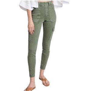 Spanx Stretch Twill Ankle Cargo Pants Size S Green